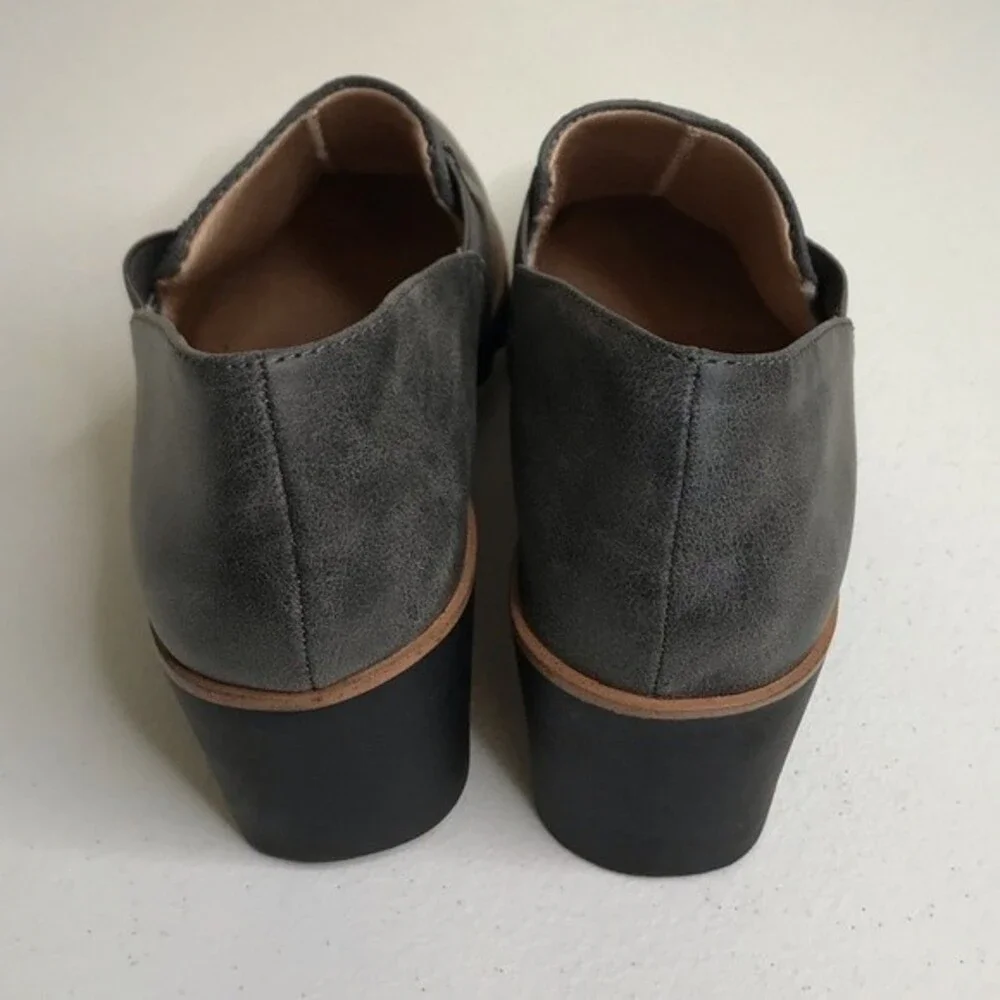 Life Stride Zora Gray Wedge Slip On Velocity 2 Lug Sole Faux Leather Women 8.5